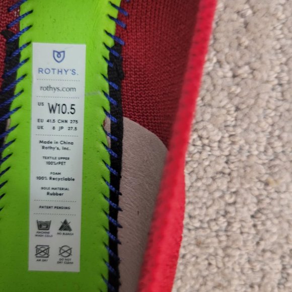 Rothy’s The Flats Scooter Red Slip On Ballet Shoes Women's Size US 10.5, 12 - Picture 9 of 10